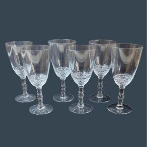 6 Duncan Miller Teardrop Clear Glass Wine Clarets 5"
